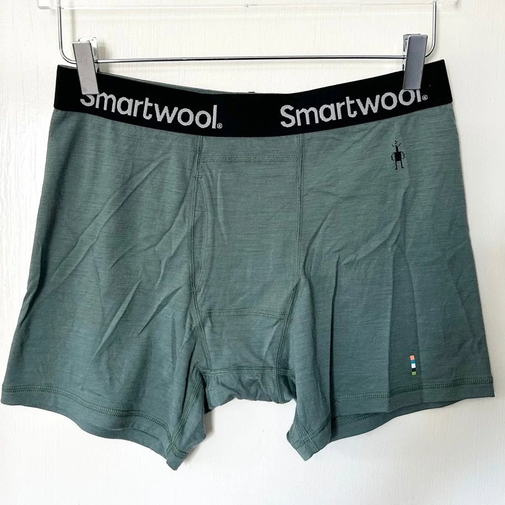 NWT Smartwool Men's Merino Boxer Brief Sage Green M Outdoors Base Layer Casual